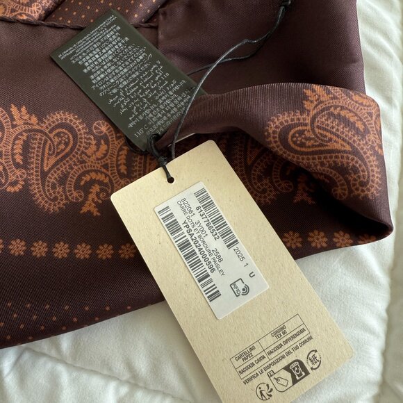 LABOR DAY SALE 🏷️  NWT SAINT LAURENT Paisley Silk Twill Square Scarf - Picture 1 of 5